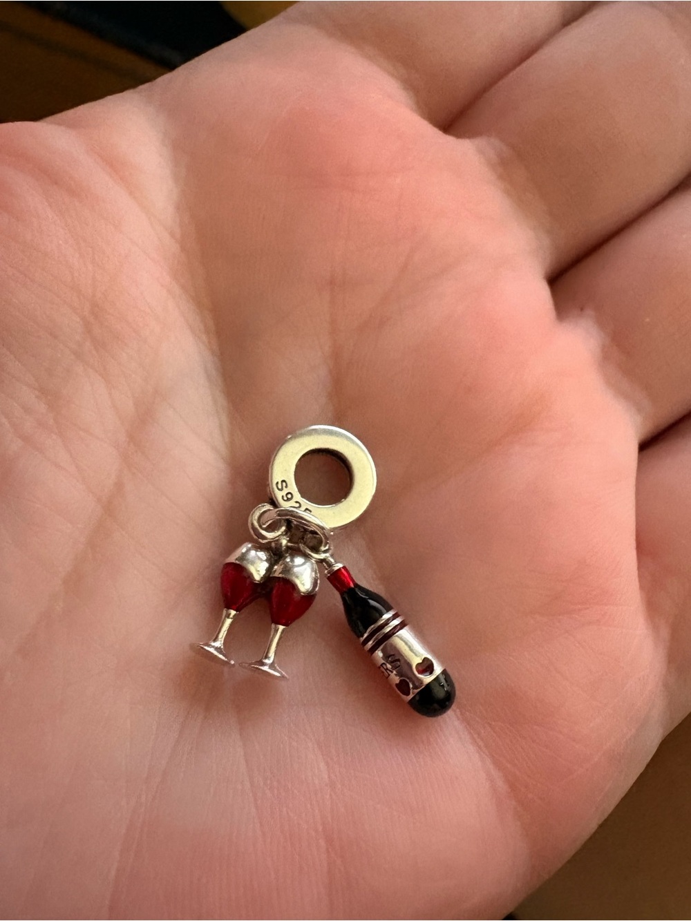 S925 wine and glasses charm